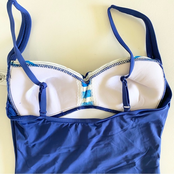 NEW Disney Parks Minnie Mouse One Piece Swimsuit in blue/white -Size Medium - Picture 5 of 10